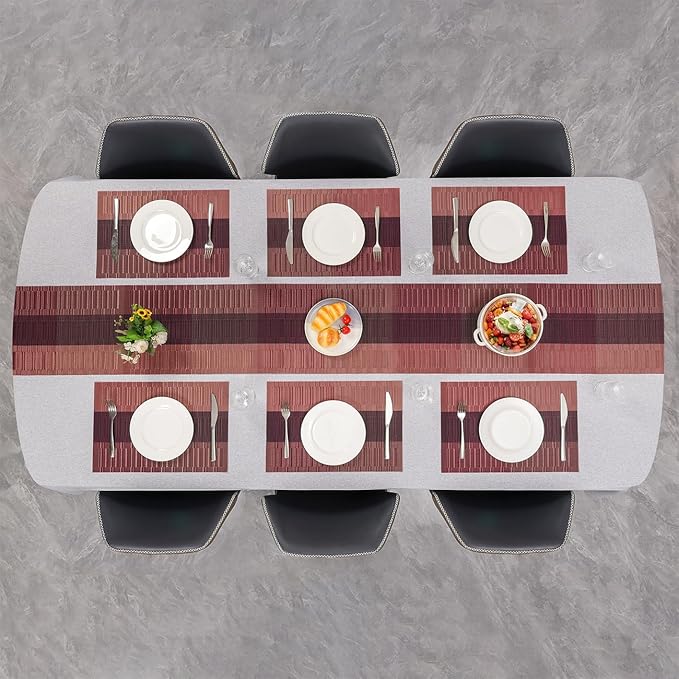 Placemats Set of 4, Vinyl Woven Place Mats Indoor Set of 4 Washable Wipeable PVC Table Mats Heat-Resistant Non Slip Plastic Placemat for Kitchen Dining Outdoor Table (Purple Red, Set of 4)