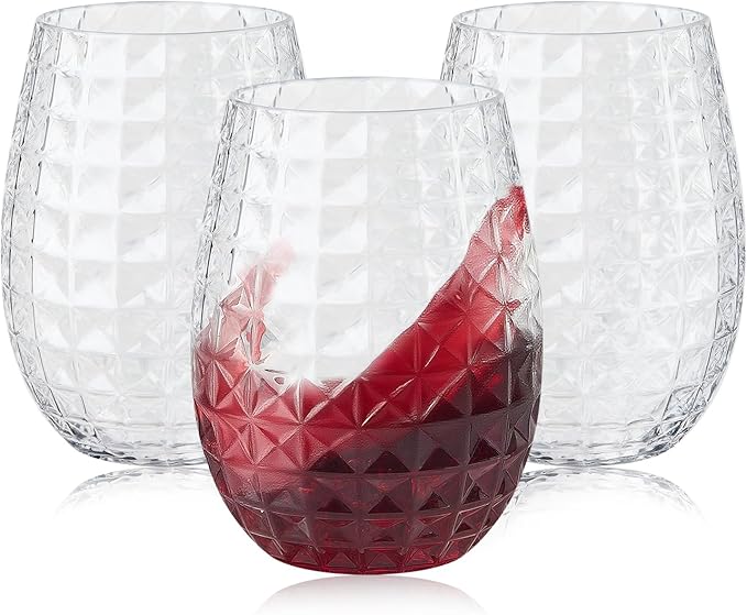 20 Pack Plastic Wine Glasses, 16Oz Disposable Wine Glasses Unbreakable Clear Plastic Cocktail Glasses Recyclable Shatterproof Reusable Wine Cups