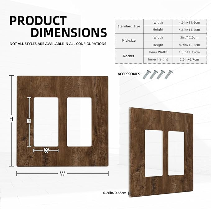 Outlet Covers Brown Rustic Wood Grain Farmhouse 2 Gang Light Switch Cover Double Rocker Wall Plate Decorative GFCI Receptacle Electrical Switchplate for Cabin Bedroom Decor（2 Pack）