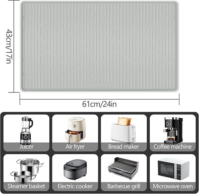 28" x 22" Heat Resistant Mat for Countertop Lanstics Silicone Baking Mat Non-Slip Air Fryer Mats Multipurpose Countertop Protector Microwave Mats Fire Resistant Mat Place Mat for Kitchen Counter