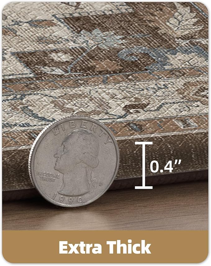 Color&Geometry Anti Fatigue Kitchen Mats for Floor 24x59, Vintage Decor, Easy Clean, Waterproof & Oil Proof, 0.4" Thick Cushioned, Non-Slip Kitchen Runner Rug for Sink, Laundry, Office, Brown