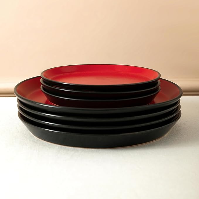 SERVICE FOR 4 - Total of 16 pieces including 8 dinner plates (10”), 4 salad plates (7.5”), 4 bowls (5.75”), and 4 mugs (12 oz), making it the perfect set to service 4 people