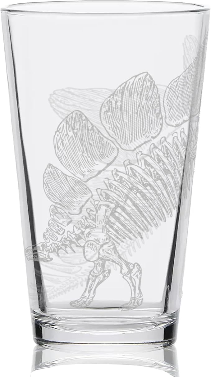 LumEngrave STEGOSAURUS SKELETON Engraved Beer Pint Glass | Dino Dinosaur Jurassic Paleontology | Great Gift Idea!