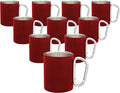 DISCOUNT PROMOS Stainless Steel Mugs with Carabiner Handle 10 oz. Set of 10, Bulk Pack - Perfect for Coffee, Soda, Other Hot & Cold Beverages - Red