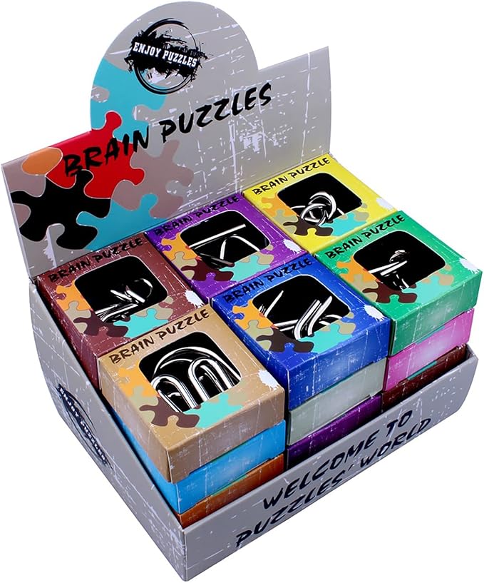 AHYUAN 24 Pack Metal Puzzles Brain Teaser IQ Wire Metal Puzzles for Adults Kids Teenagers Gifts Fidget Toys Educational Puzzle Games Toys Magic Trick Toy Party Favors for Kids Adults Challenge