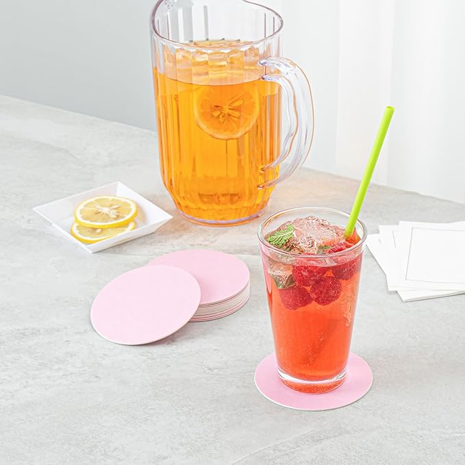 Restaurantware Paper Coasters 1000 Pack of 3.5 Inch Disposable Beverage Coasters Absorbent for Hot and Cold Drinks Pink Coffee Cup Essentials for Table Decor, Kitchen, Home Patio or Living Room