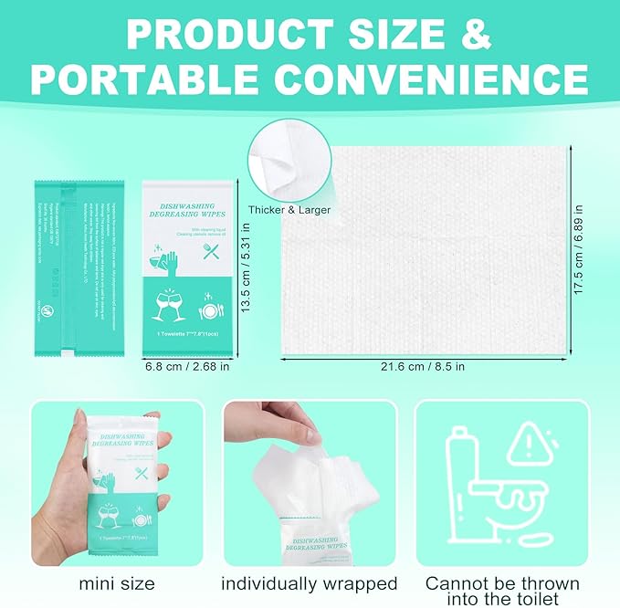 twoworld Disposable Dish Cleaning Wipes,Dish Wipes for Washing Dishes No Water for Camping Travel Kitchen Outdoor(pack of 200)