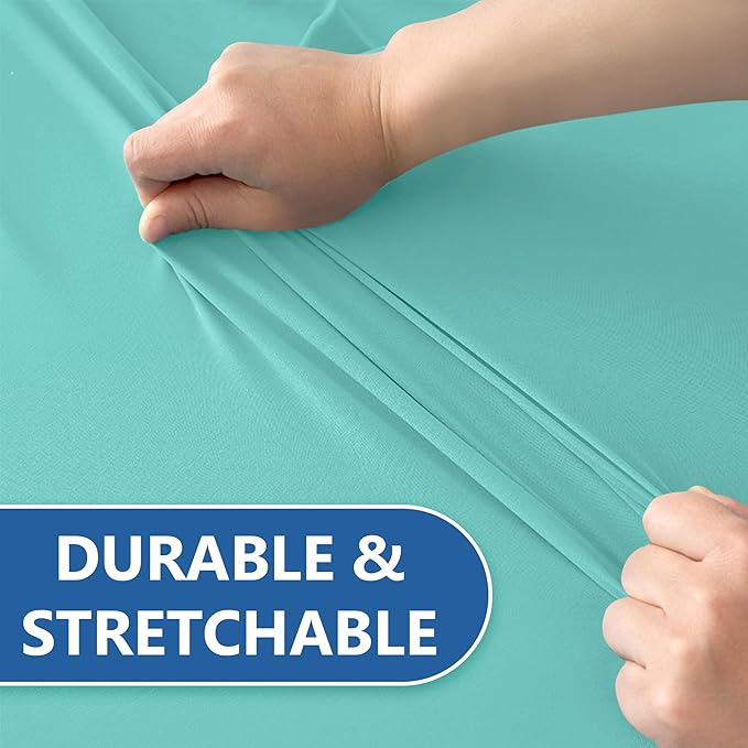 Fitted Stretch Table Cover for 6 foot Rectangle Tables-6 Pack Aqua Blue Spandex Tablecloth-Elastic Folding Tablecloths for Party, Vendor Booth Display, Banquet Buffet Event, Craft Trade Show