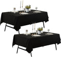 2-Pack 60x60 inch Black Table Cloths, Solid Stain and Wrinkle Resistant Tablecloth, Premium Plain Weave Polyester Fabric Rectangle Table Linen Covers for Hotel, Banquet
