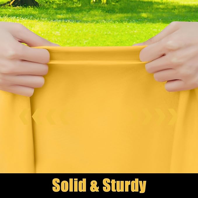 Smiry Rectangle Picnic Table Cloth, Waterproof Elastic Fitted Tablecloths for 8 Foot Tables, Washable Polyester Table Cover for Camping, Indoor and Outdoor (Mustard Yellow, 30"x96")