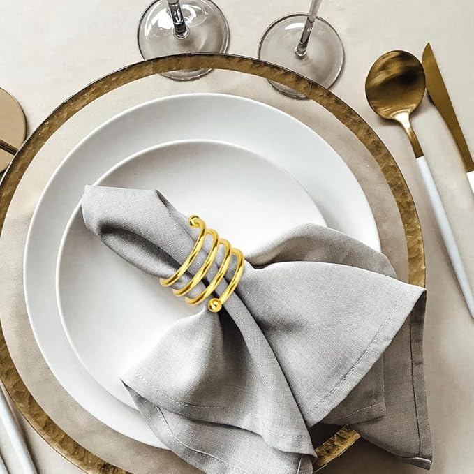 Gold Napkin Rings Sets of 12, Thanksgiving Fall Christmas Party Table Decorations Metal Napkin Holders Birthday Wedding Holiday Dinning Table Decor Gifts Idea for Home Host Family Gatherings