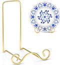 Baderke Wrought Iron Bowl Deep Platter Stand Detachable Metal Scroll Display Rack Easel Metal Bowl Display Stand Decorative Holder Dish Picture Easel(Gold,1 Pcs)