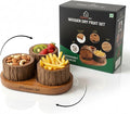Wooden Snack Bowl Set with Tray – Mango Wood Dry Fruit & Nut Serving Bowls, Rotating Tree Bark Design, Rustic Wooden Candy Bowl Set for Home, Party & Gifting (3 Pieces with Tray)
