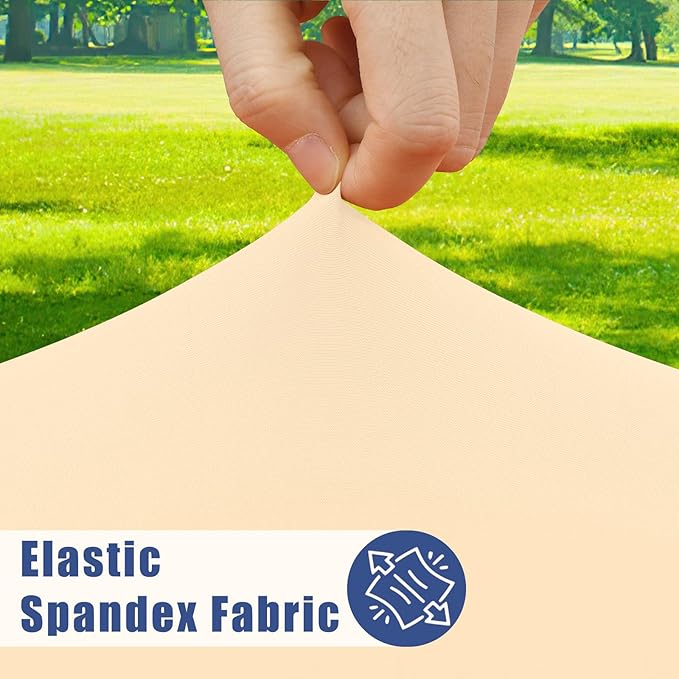 Round Spandex Tablecloth, Elastic Fitted Waterproof Tablecloths for 36"-44" Tables, Stretch Washable Picnic Table Cover for Camping, Dining, Indoor and Outdoor,Ivory