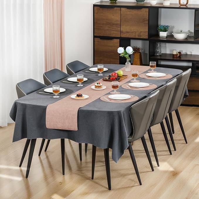 Myir JUN Round Placemats, Dual Sided Faux Leather Place Mats Set of 4 Indoor/Outdoor Non-Slip Washable Table Mats (Gray Pink, Set of 4)