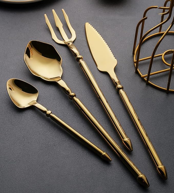 Silverware Set for 12 Durable 18/10 Stainless Steel Flatware Set Creative Styles 48 Piece Modern Cutlery Tableware Utensils Set for Home Kitchen Wedding Restaurant Knives forks and Spoons