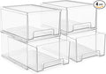Sorbus Large Clear Stackable Storage Drawers – 4-Pack Plastic Organizer Bins with Handles – Stackable Pull-Out Storage Drawers for Closet, Pantry, Office, Bathroom, Craft, and Toy Organization