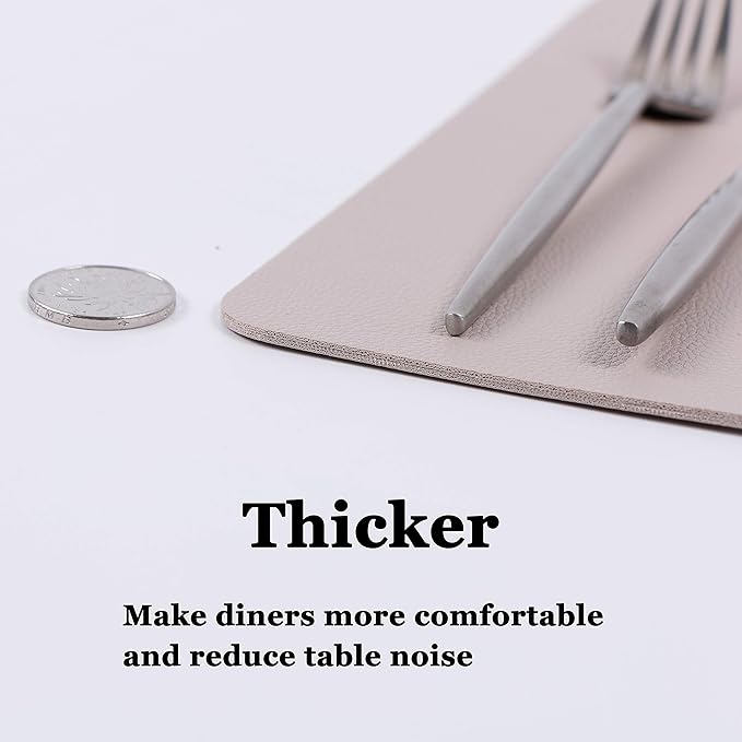 Wipeable Placemats Leather Table Mats Waterproof Heat-Resistant Easy to Clean for Dining Table Set Kitchen Table (6, Taupe)