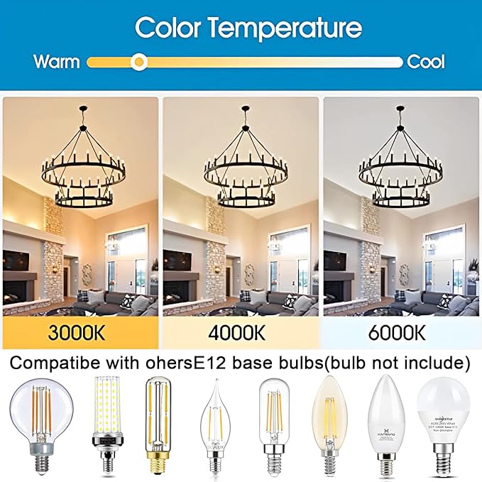 48 Inch Large Black Wagon Wheel Chandelier,2 Tier 36-Lights Farmhouse Industrial Country Style Round Pendant Light Fixture for Outdoor Porch high Ceilings Living Dining Room Foyer Entryway