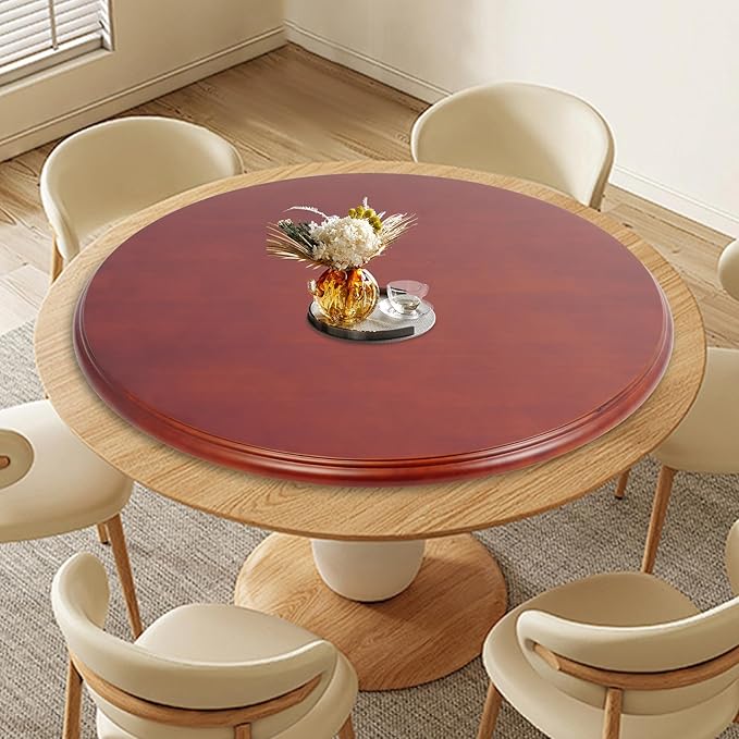 27" Wood Lazy Susan Turntable,Large 360° Rotating Serving Tray for Table,Smooth and Silent Spin,Spinning Dining Table for Family Gatherings,Banquets and Weddings-Easy Cleaning