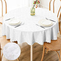 Smiry Round Table Cloth, Waterproof Heavy Duty Vinyl Tablecloths, Wipeable Washable Table Cover for Kitchen and Dining Room (White, 70" Round)