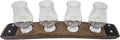 Barrel Stave Premium 4 Glass Whiskey Flight Serving Tray with Glencairn Glasses, Dark Walnut