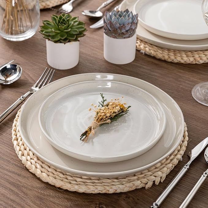 AmorArc Ceramic Dinner Plates Set of 6,10.5 Inch Stoneware Plates Set for Dinner, Elegant Dish Set with Rustic Terracotta Underside,Microwave & Dishwasher Safe