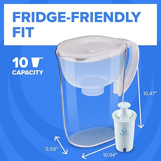 Brita Large 10 Cup Water Filter Pitcher, 1 BritaPlus Filter, Everyday, Clear (Package May Vary)