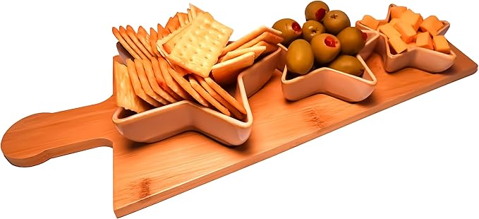 4-pc Porcelain Dip Bowl -Chips and Dip Serving Dish -Chips and Salsa Serving Dish; Chip and Dip Tray - Condiment Serving Tray; Dip Platter; Party Hosting Essentials - Ideal Gift Set