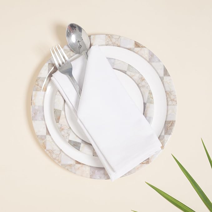 ACCENTHOME Accent Home 100% Cotton Napkins, Delicate Cloth Napkins for Dinners, Parties and Weddings，18 x 18 Inch Set of 12 - White