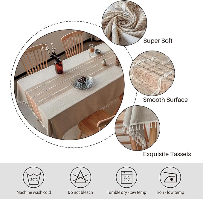 Deep Dream Tablecloths, Waterproof Table Cloth, Linens Wrinkle Free Anti-Fading, Rustic Table Cover Decoration for Kitchen Dinning Party Christmas (Square,55''x55'',4 Seats, Light Coffee)