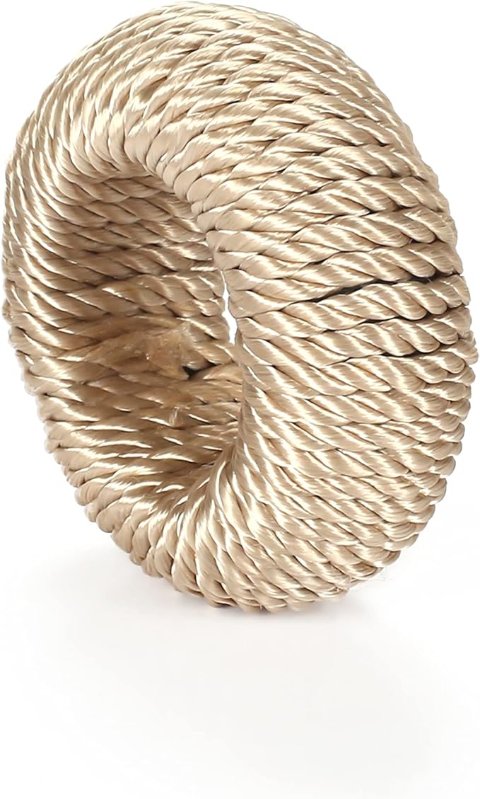 ALPHA Living HOME 12-Piece Woven Napkin Rings - Decorative Yarn Napkin Holders for Tabletop, Dining, Wedding, Parties, Home Decor,Gifting & Outdoor Event (Beige)