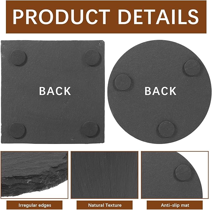 72 Pcs Slate Coasters for Laser Engraving Blanks Slate Coasters Bulk for Engraving Black 4 Inch Blank Laser Engraving, Hand Painted, Scratch Resistant Bottom 18Square+18Round+18Heart+18Hexagon
