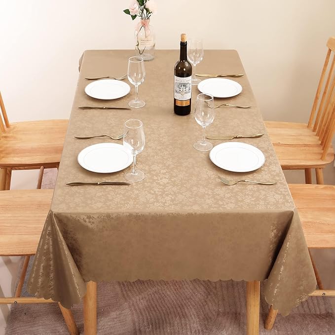Smiry Rectangle Table Cloth, Waterproof Heavy Duty Vinyl Tablecloths, Wipeable Washable Table Cover for Kitchen and Dining Room (Brown, 70" X 120")