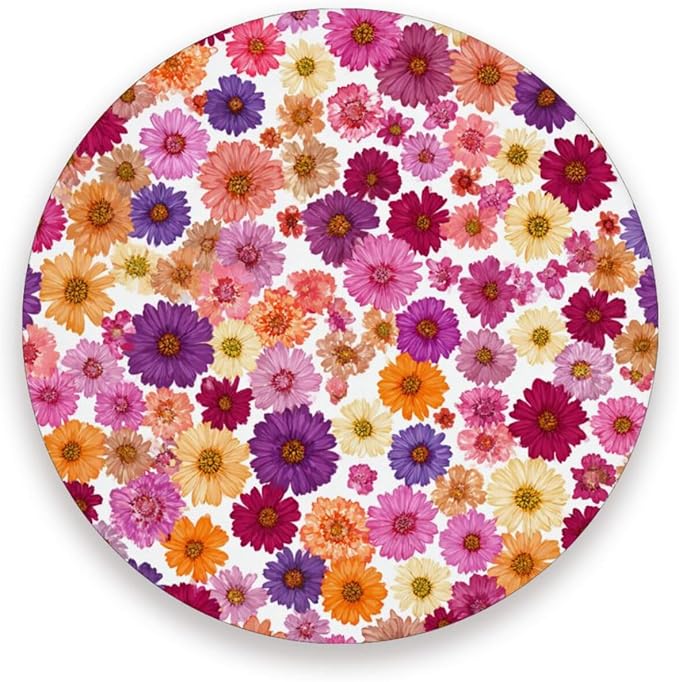 Coasters for Drinks Coaster Drink Set Decorative Coffee Table Desk Cup Mat Spring Cute Cork Bar Backing Round Home Decor Red Purple Yellow Daisy38