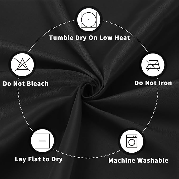 PureFit 8 Pack Rectangle Black Table Cloths 60 x 102 Inch for 6Ft Tables, Stain and Wrinkle Resistant Table Linens for Home Use, Wedding, Party, Banquet and Camping