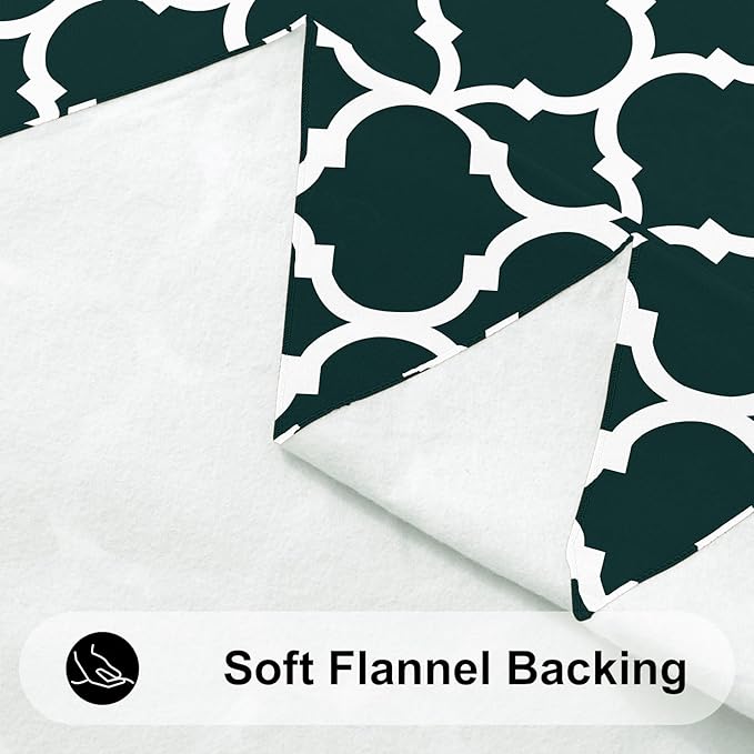 Smiry Rectangle Table Cloth, Waterproof Vinyl Tablecloth with Flannel Backing for Rectangle Tables, Wipeable Spillproof Plastic Tablecloths for Dining, Indoor and Outdoor (60"x102", Hunter Green)