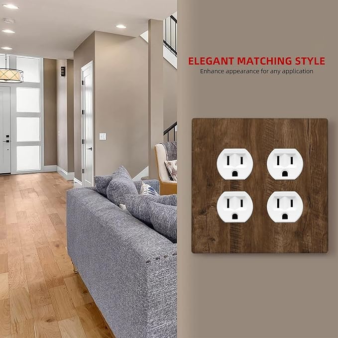 Light Switch Cover Brown Rustic Wood Grain Farmhouse 2 Gang Decorative SwitchPlates Double Duplex Wall Plates Switch Plates and Outlet Covers for Cabin Bedroom Decor