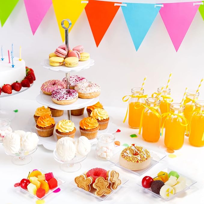 Nuogo 250 Pcs Square Clear Dessert Plates 3.6 Inch Appetizer Plates Disposable Square Party Trays Hard Mini Salad Tasting Sample Dish for Weddings, Parties, Banquet Dinner, Family Gatherings (Clear)