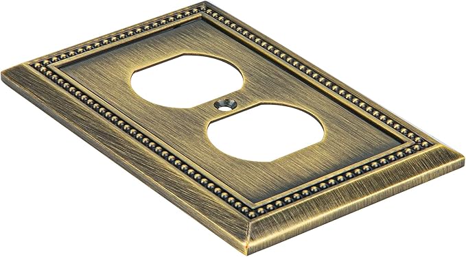 Henne Bery Sunken Pearls Heavy Duty Decorative Wall Plate Switch Plate Outlet Cover (Single Duplex, 2 Pack, Antique Brass)