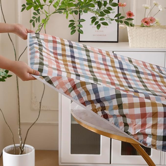Walrus Round Vinyl Fitted Tablecloth with Flannel Backing Elastic Edge Design Table Cover Waterproof Oil-Proof PVC Table Cloth Stain-Resistant Best for 45"-56" Round