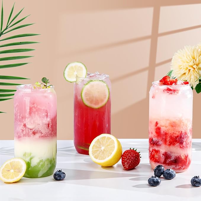 Nervure 12 Pack Can Shaped Plastic Cups - 16oz Classic Drinking Cups - Beer Can & Iced Coffee Tumbler - Smoothie, Boba Tea, Cocktail