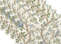 Chinoiserie Floral Place mats Set of 4, 12x18 Inches Green Blue Birds Flower Decorative Placemats Rectangle Floral Table Mats for Party Home Kitchen Dining Table Decoration