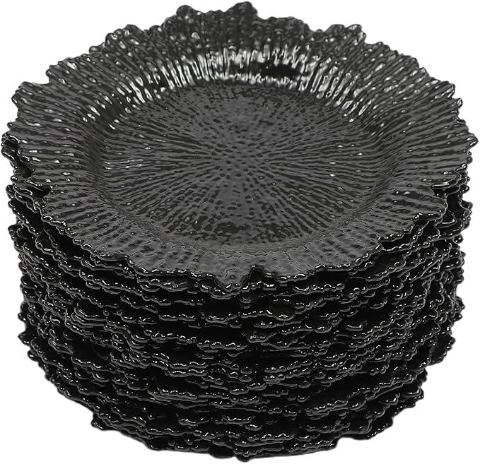72 Pcs Charger Plates Set, Round Charger Plates, Reusable Serving Plates Embossed Rim Plastic Chargers Plate Decorative Round Plate Chargers for Dinner Plate Table Wedding Shower Decoration