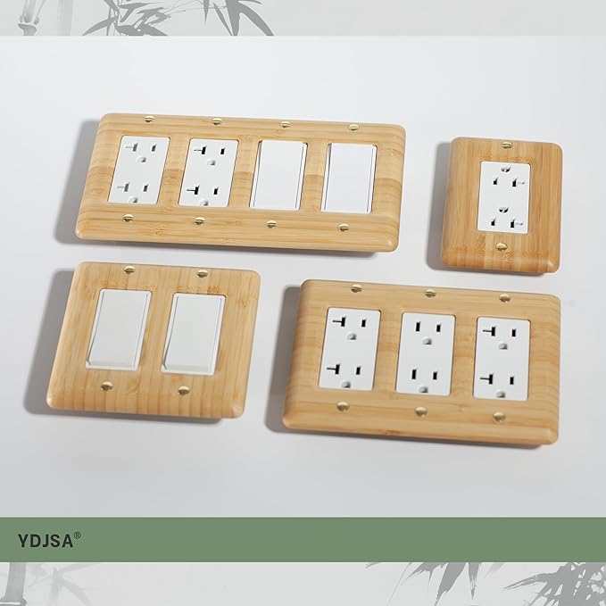 Wooden Light Switch Cover Plate Triple Toggle Solid Bamboo Decorative Switch Plate Cover