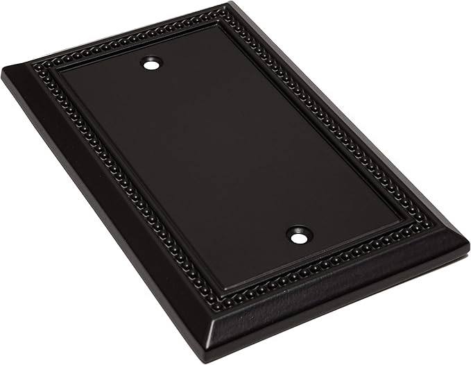 Henne Bery Sunken Pearls Heavy Duty Decorative Wall Plate Switch Plate Outlet Cover, Durable Solid Zinc Alloy (Single Blank 2PK, Matte Black)