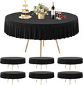 6 Pack Black Spandex Round Tablecloths for 72in Table, Stretchy Fitted 6FT Round Table Cloths, Wrinkle Free Table Cover with Skirt for Wedding Birthday Party Bridal Shower Banquet