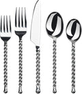 Gourmet Settings - 20-Piece Silverware Set - Silver Tear Collection - Polished Stainless Steel Flatware Sets - Service for 4 - Kitchen Cutlery Utensil Knife/Fork/Spoons - Dishwasher Safe