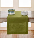 Solino Home Linen Avocado Green Table Runner 90 Inches Long - 100% Pure Linen Hemstitch 14 x 90 Inch Table Runner for Dining, Spring, Easter, St Patricks Day - Classic Hemstitch