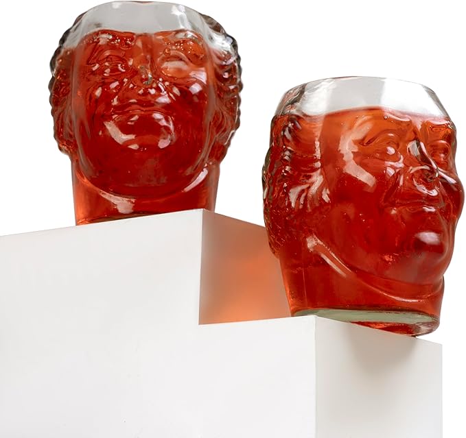 Upcycled Face Glasses for Drinks - Set of 2 | Eco-friendly Glassware handcrafted from Rum bottles | Ideal for Beer, Rum, Whiskey, Juices, Smoothies, Cocktails | Great for Gifting